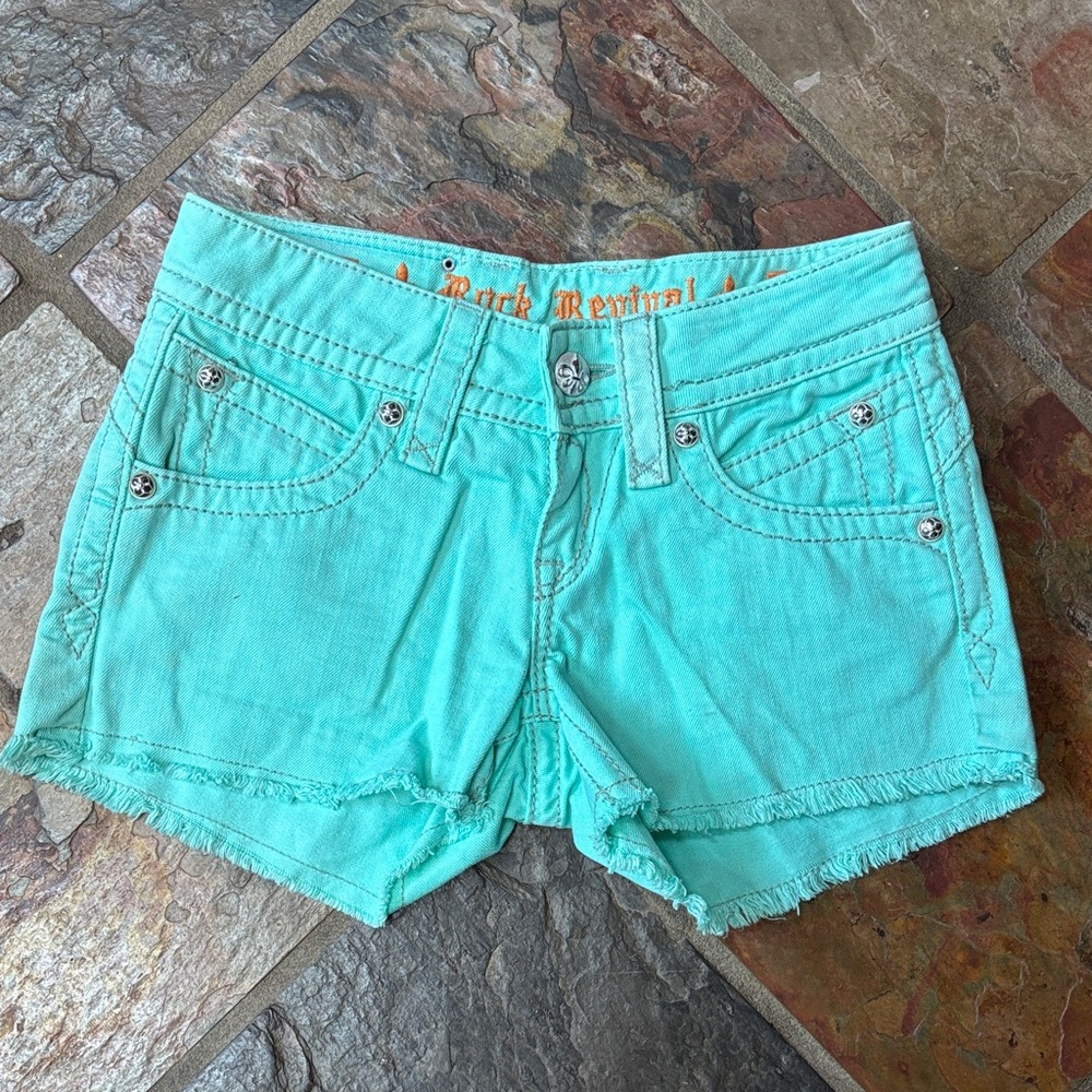 Rock Revival Scarlett Mint Green Jean Shorts